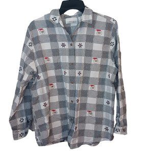 Casey & Max Button Down Plaid Christmas Top Size Large